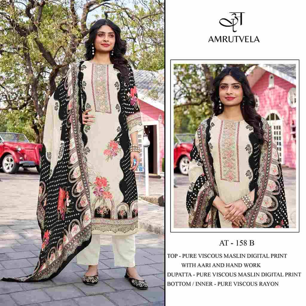 Amrutvela Hit Design AT-158 Colours By Amrutvela AT-158-A To AT-158-B Series Designer Pakistani Suits Collection Beautiful Stylish Fancy Colorful Party Wear & Occasional Wear Viscose Muslin Dresses At Wholesale Price