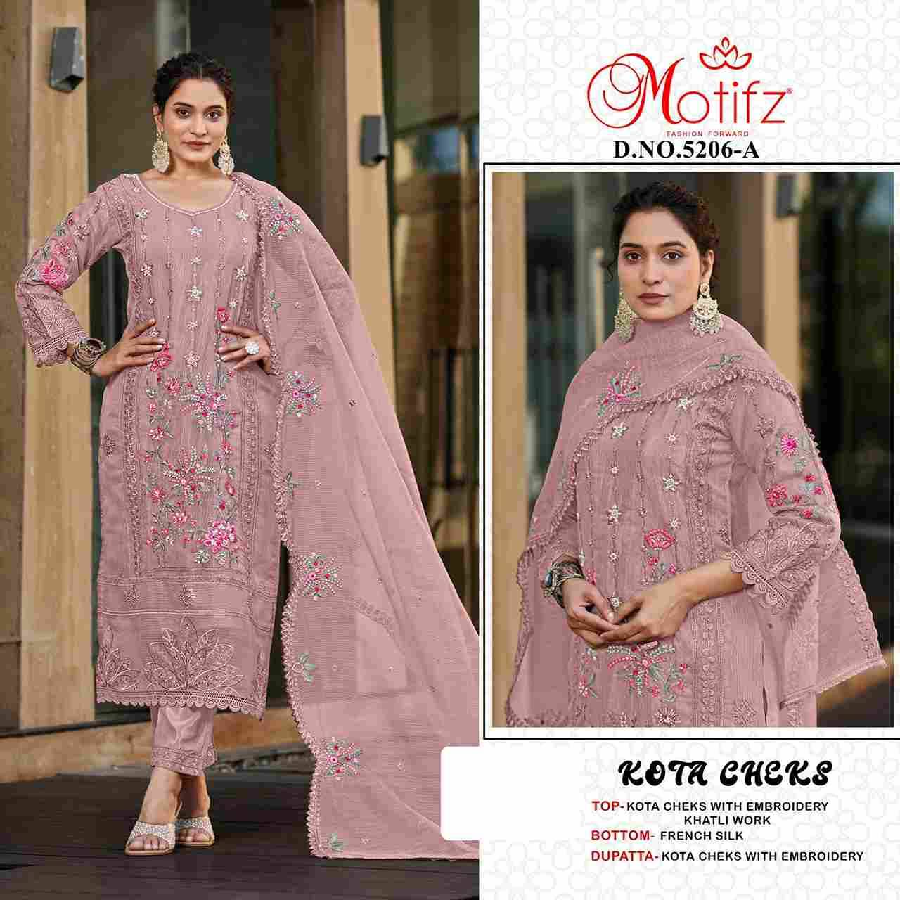Motifz Hit Design 5206 Colours By Motifz 5206-A To 5206-D Series Beautiful Pakistani Suits Colorful Stylish Fancy Casual Wear & Ethnic Wear Kota Checks Dresses At Wholesale Price