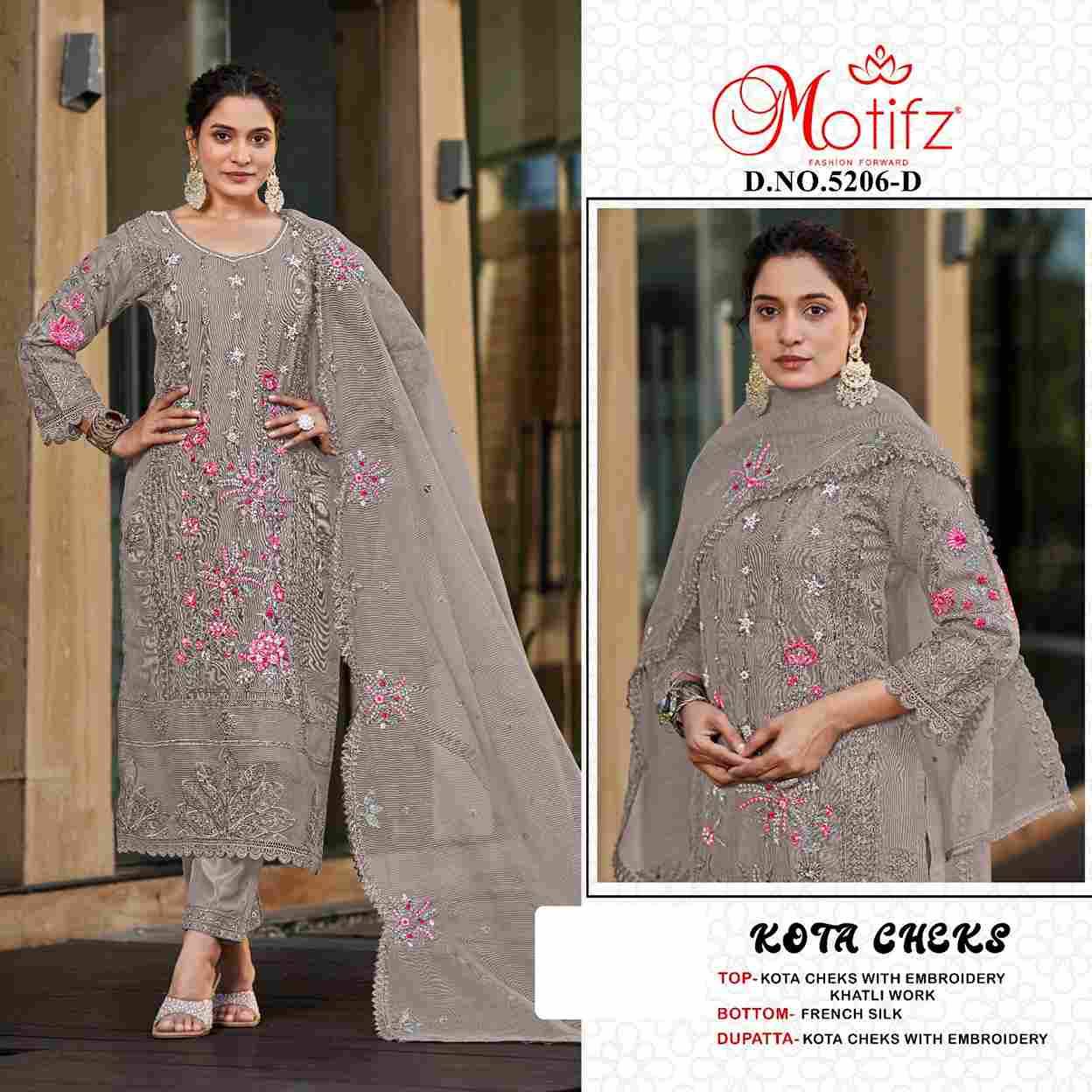 Motifz Hit Design 5206 Colours By Motifz 5206-A To 5206-D Series Beautiful Pakistani Suits Colorful Stylish Fancy Casual Wear & Ethnic Wear Kota Checks Dresses At Wholesale Price