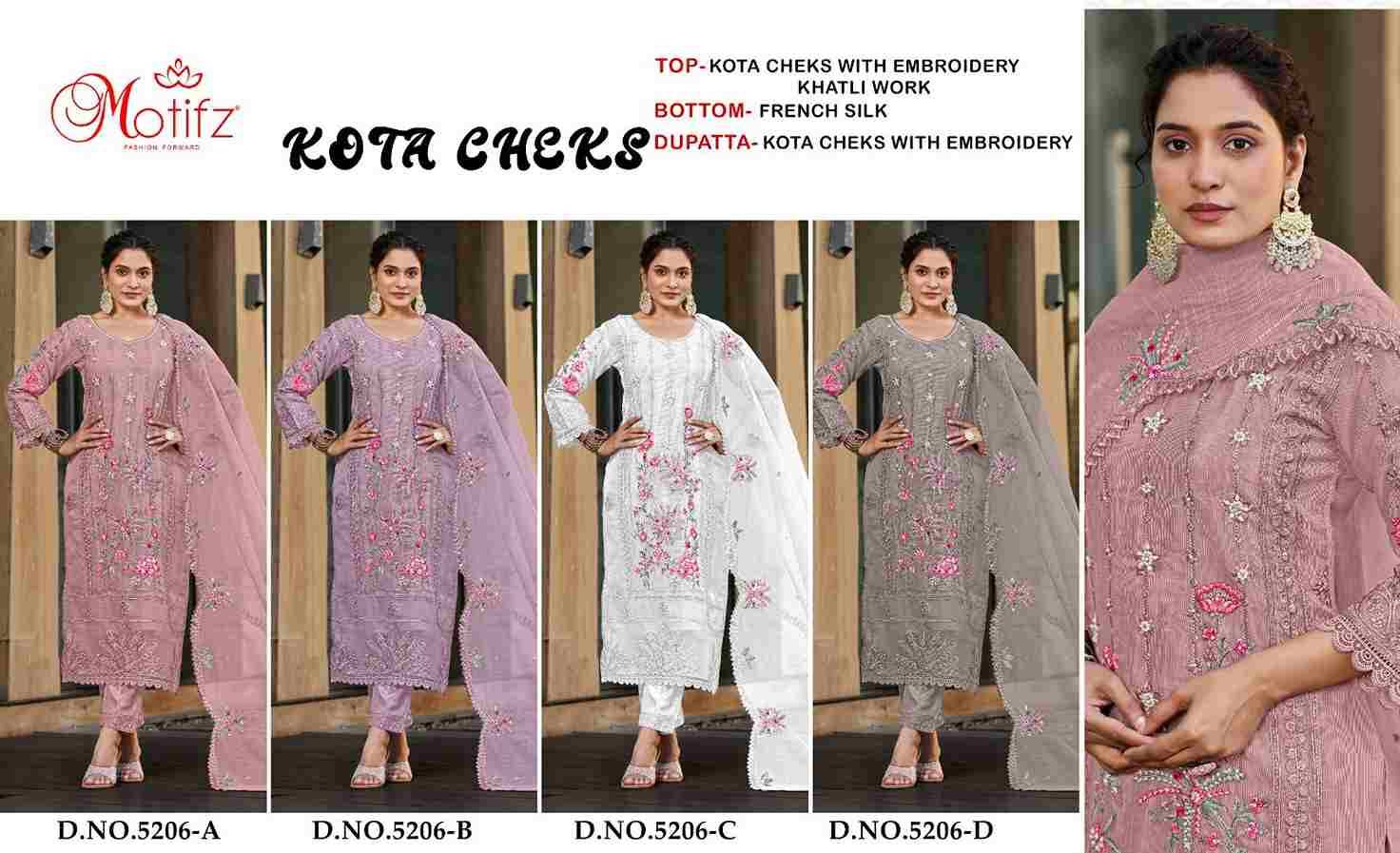 Motifz Hit Design 5206 Colours By Motifz 5206-A To 5206-D Series Beautiful Pakistani Suits Colorful Stylish Fancy Casual Wear & Ethnic Wear Kota Checks Dresses At Wholesale Price