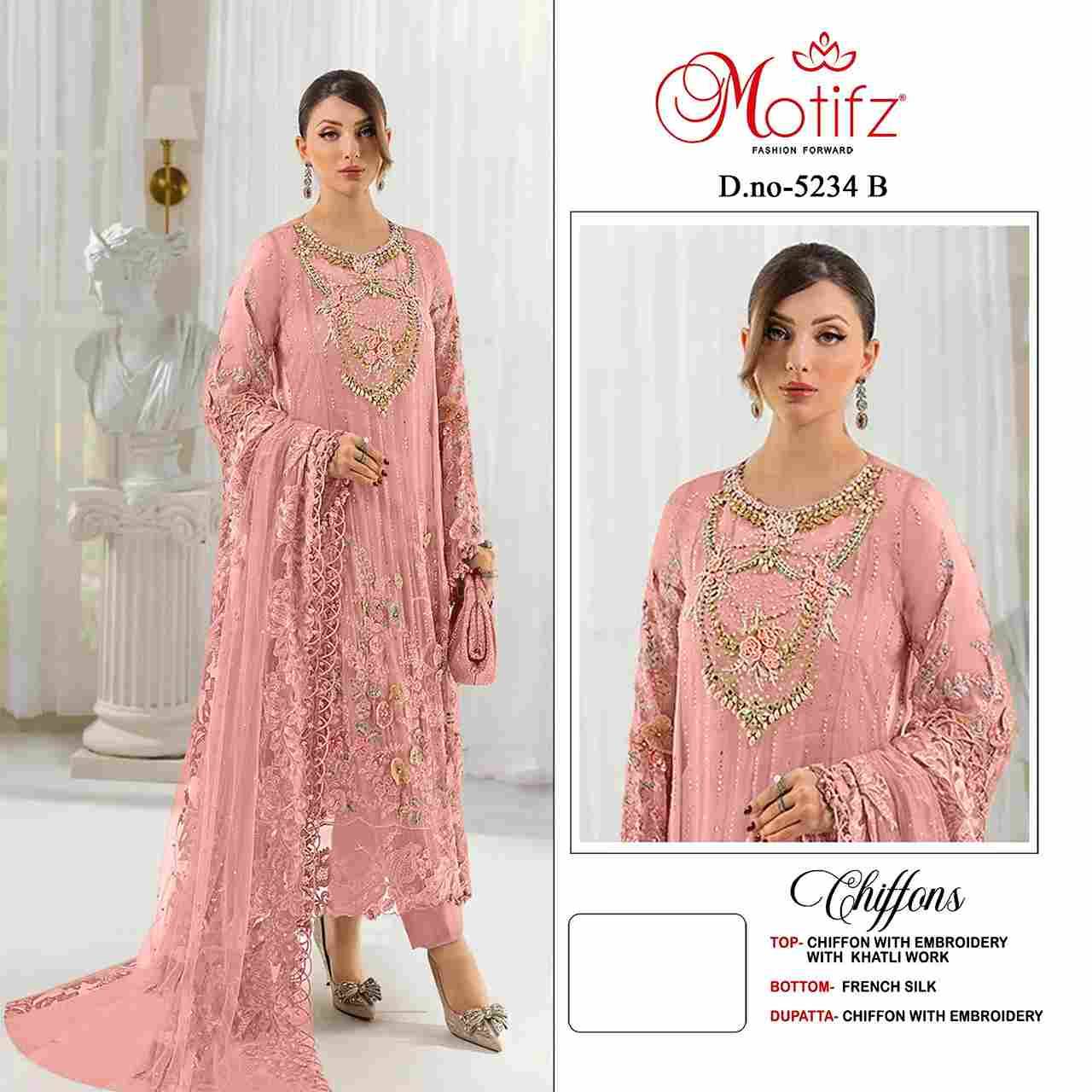 Motifz Hit Design 5234 Colours By Motifz 5234-A To 5234-D Series Beautiful Pakistani Suits Colorful Stylish Fancy Casual Wear & Ethnic Wear Chiffon Dresses At Wholesale Price