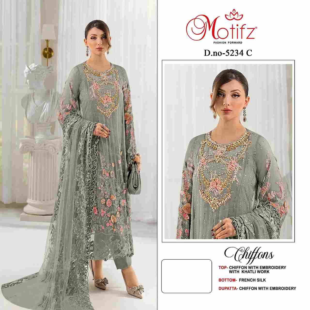 Motifz Hit Design 5234 Colours By Motifz 5234-A To 5234-D Series Beautiful Pakistani Suits Colorful Stylish Fancy Casual Wear & Ethnic Wear Chiffon Dresses At Wholesale Price