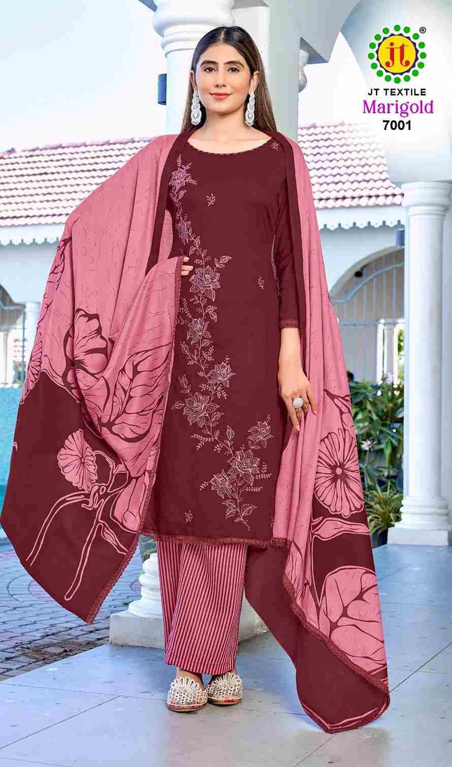 Marigold Vol-7 By JT 7001 To 7005 Series Beautiful Festive Suits Colorful Stylish Fancy Casual Wear & Ethnic Wear Rayon Dresses At Wholesale Price