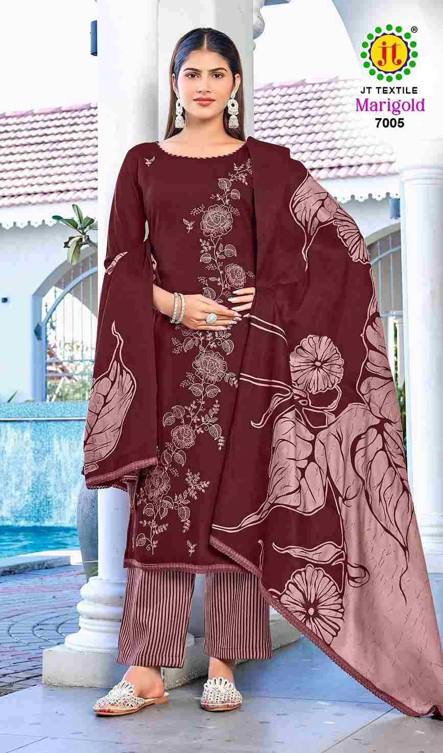 Marigold Vol-7 By JT 7001 To 7005 Series Beautiful Festive Suits Colorful Stylish Fancy Casual Wear & Ethnic Wear Rayon Dresses At Wholesale Price