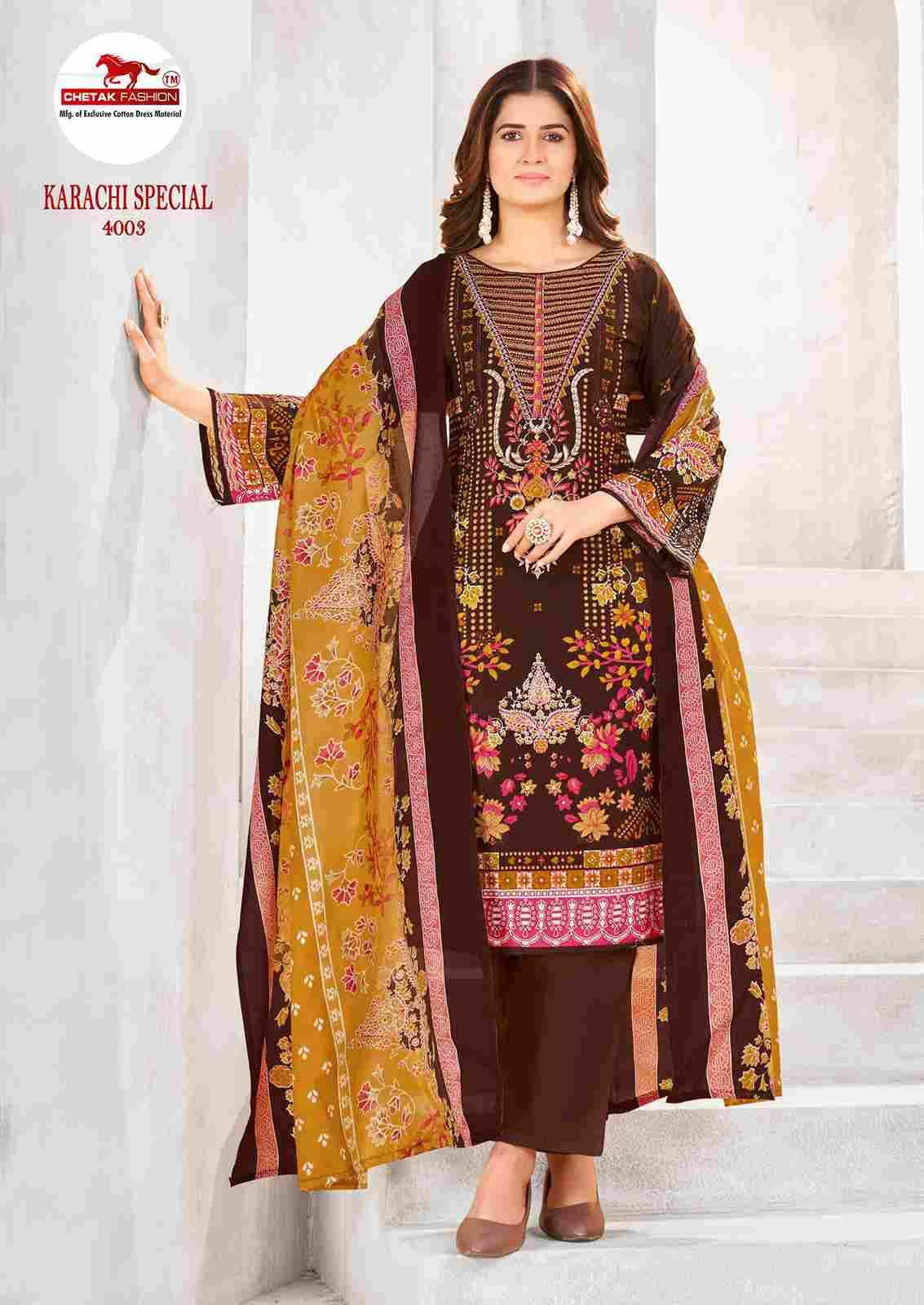 Karachi Special Vol-4 By Chetak Fashion 4001 To 4010 Series Beautiful Festive Suits Colorful Stylish Fancy Casual Wear & Ethnic Wear Cotton Print Dresses At Wholesale Price