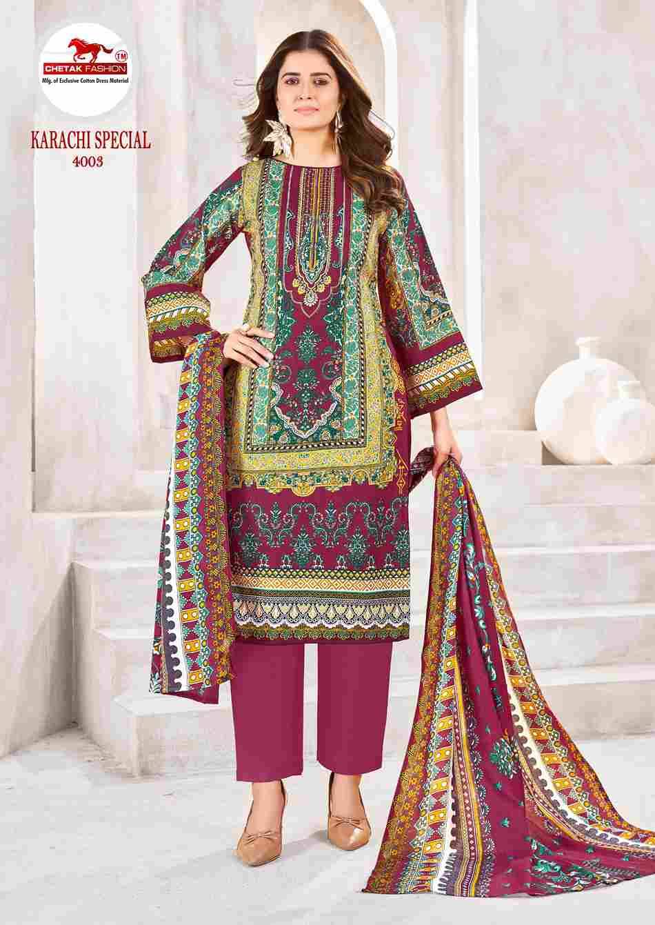 Karachi Special Vol-4 By Chetak Fashion 4001 To 4010 Series Beautiful Festive Suits Colorful Stylish Fancy Casual Wear & Ethnic Wear Cotton Print Dresses At Wholesale Price