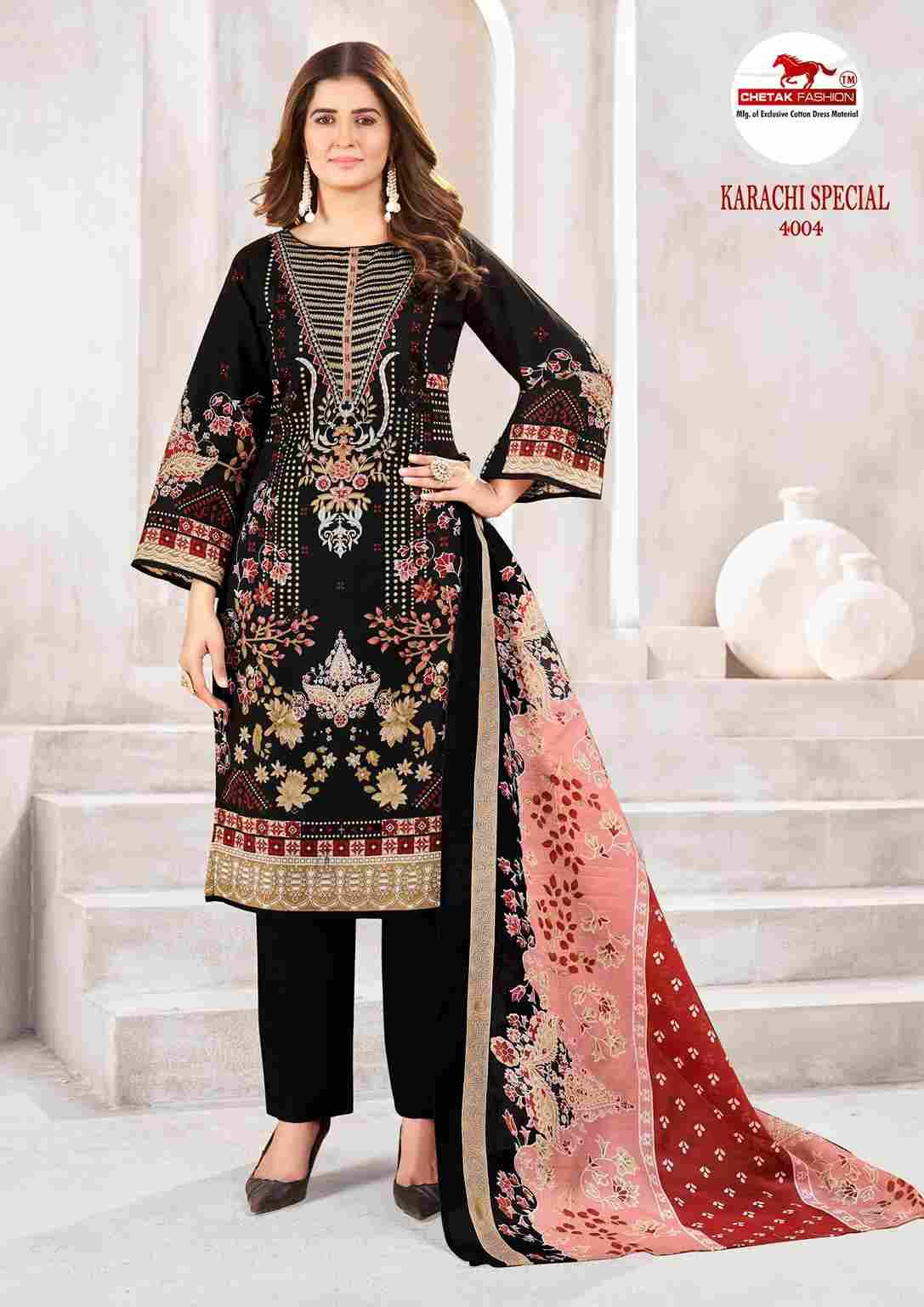 Karachi Special Vol-4 By Chetak Fashion 4001 To 4010 Series Beautiful Festive Suits Colorful Stylish Fancy Casual Wear & Ethnic Wear Cotton Print Dresses At Wholesale Price
