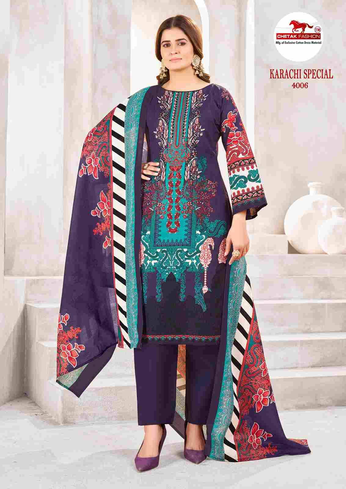 Karachi Special Vol-4 By Chetak Fashion 4001 To 4010 Series Beautiful Festive Suits Colorful Stylish Fancy Casual Wear & Ethnic Wear Cotton Print Dresses At Wholesale Price