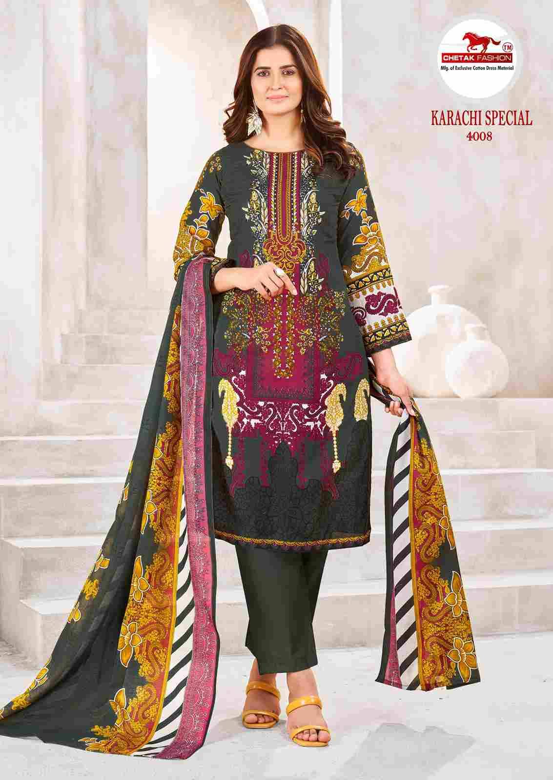 Karachi Special Vol-4 By Chetak Fashion 4001 To 4010 Series Beautiful Festive Suits Colorful Stylish Fancy Casual Wear & Ethnic Wear Cotton Print Dresses At Wholesale Price