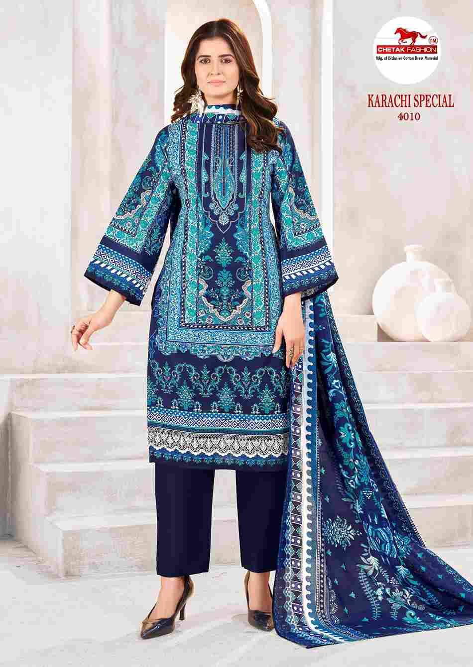 Karachi Special Vol-4 By Chetak Fashion 4001 To 4010 Series Beautiful Festive Suits Colorful Stylish Fancy Casual Wear & Ethnic Wear Cotton Print Dresses At Wholesale Price