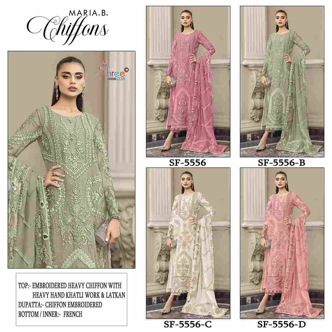 Shree Fabs Hit Design SF-5556 Colours By Shree Fabs SF-5556-A To SF-5556-D Series Beautiful Stylish Pakistani Suits Fancy Colorful Casual Wear & Ethnic Wear & Ready To Wear Chiffon Embroidery Dresses At Wholesale Price