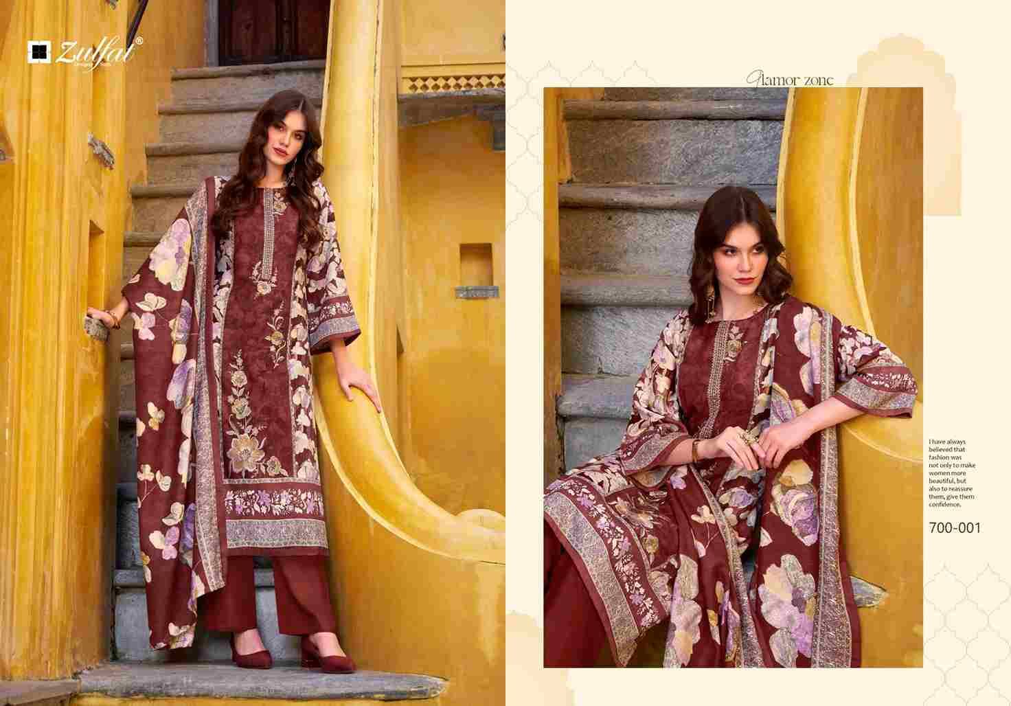 Meenakaari By Zulfat 700-001 To 700-006 Series Beautiful Festive Suits Colorful Stylish Fancy Casual Wear & Ethnic Wear Pure Jam Cotton With Embroidered Dresses At Wholesale Price