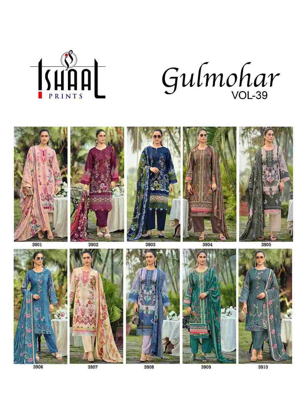 Gulmohar Vol-39 By Ishaal Prints 3901 To 3910 Series Beautiful Festive Suits Colorful Stylish Fancy Casual Wear & Ethnic Wear Pure Lawn Prints Dresses At Wholesale Price