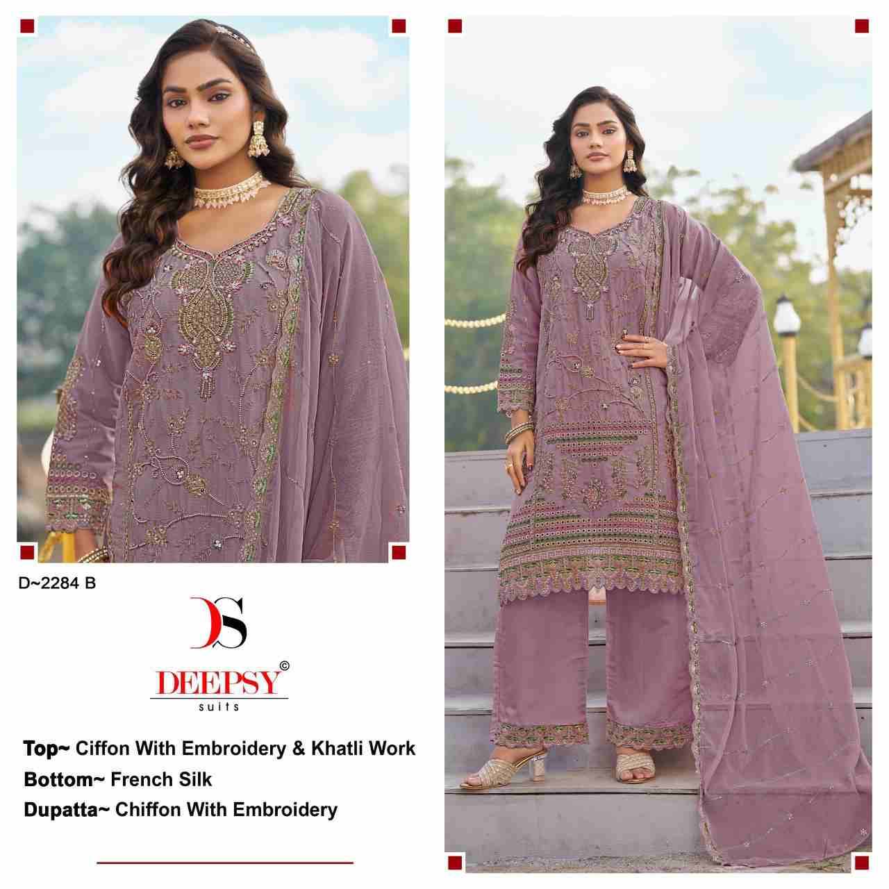 Deepsy Hit Design 2284 Colours By Deepsy Suits 2284-A To 2284-D Series Pakistani Stylish Beautiful Colourful Printed & Embroidered Party Wear & Occasional Wear Chiffon Dresses At Wholesale Price