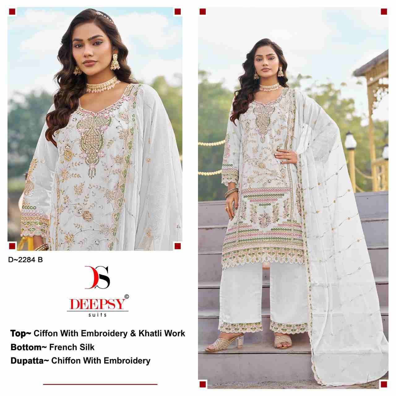 Deepsy Hit Design 2284 Colours By Deepsy Suits 2284-A To 2284-D Series Pakistani Stylish Beautiful Colourful Printed & Embroidered Party Wear & Occasional Wear Chiffon Dresses At Wholesale Price