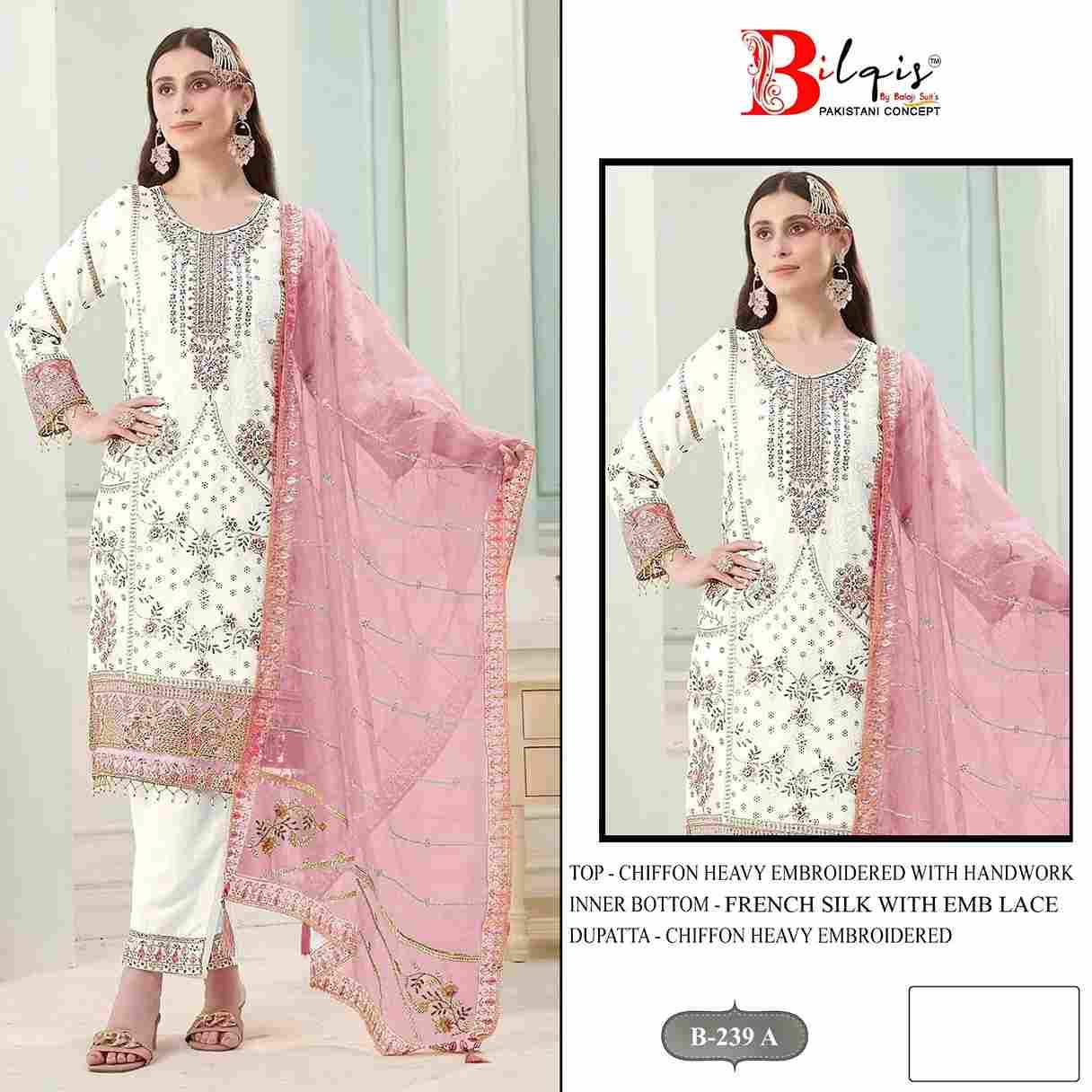 Bilqis 239 Colours By Bilqis 239-A To 239-D Series Beautiful Pakistani Suits Stylish Fancy Colorful Party Wear & Occasional Wear Chiffon Embroidery Dresses At Wholesale Price