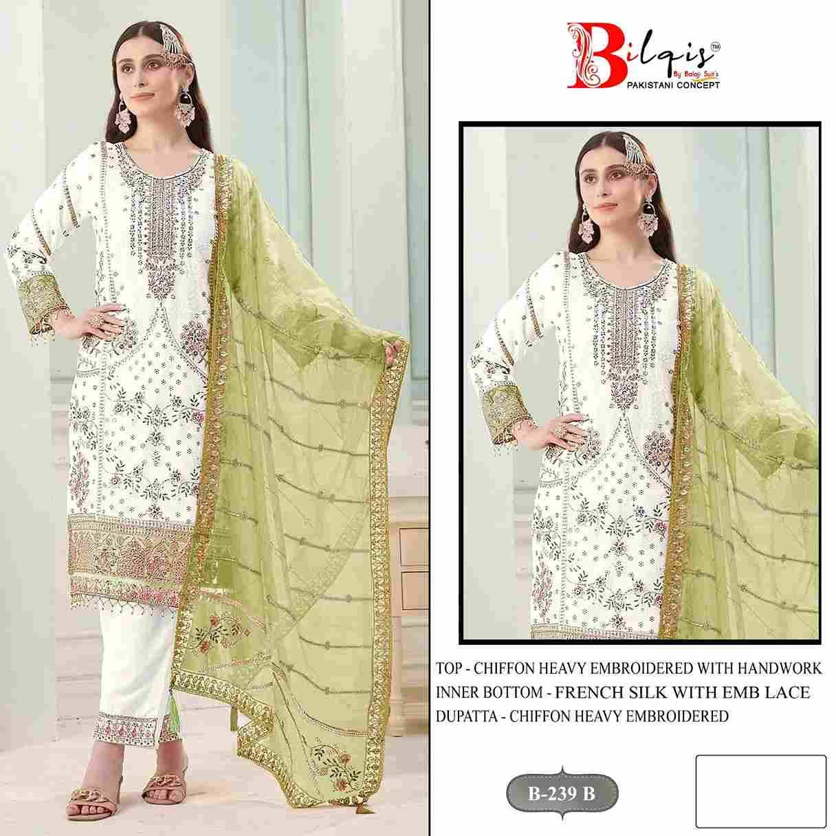 Bilqis 239 Colours By Bilqis 239-A To 239-D Series Beautiful Pakistani Suits Stylish Fancy Colorful Party Wear & Occasional Wear Chiffon Embroidery Dresses At Wholesale Price