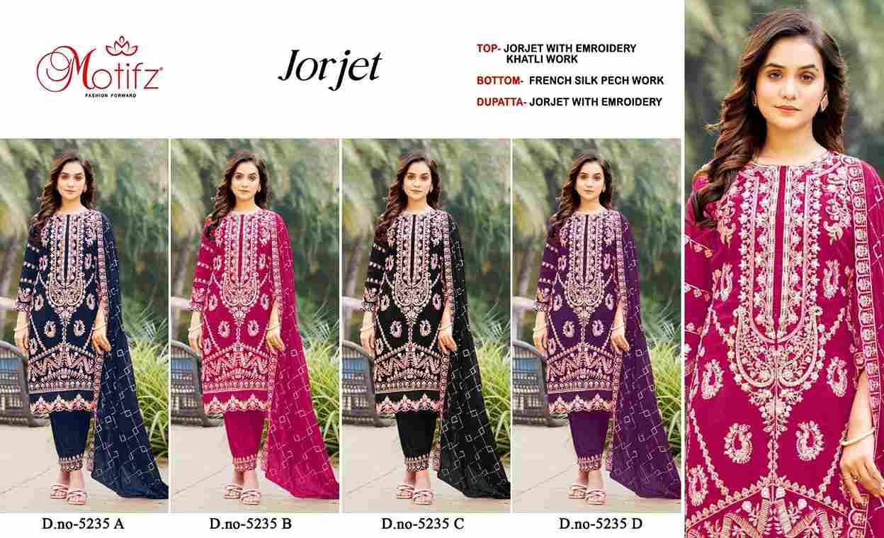 Motifz Hit Design 5235 Colours By Motifz 5235-A To 5235-D Series Beautiful Pakistani Suits Colorful Stylish Fancy Casual Wear & Ethnic Wear Georgette Dresses At Wholesale Price