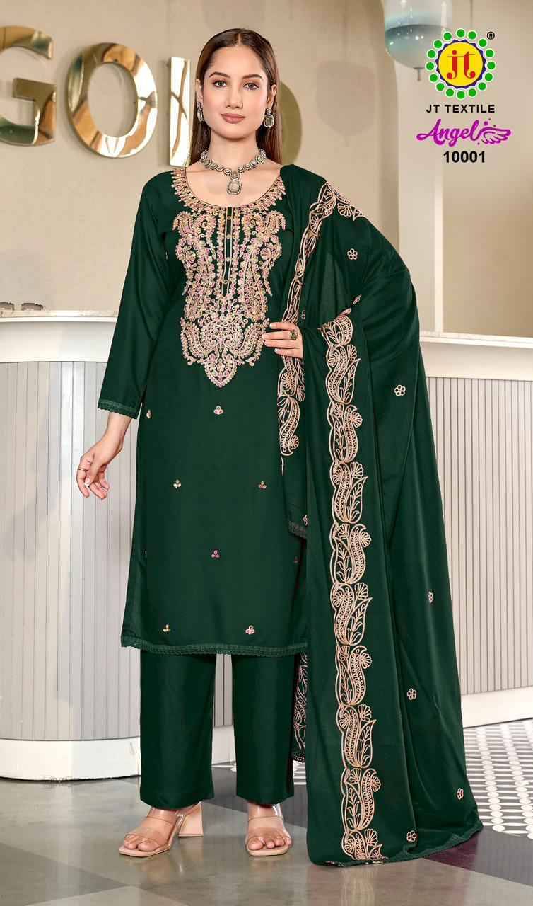 Angel Vol-10 By JT 10001 To 10005 Series Beautiful Festive Suits Colorful Stylish Fancy Casual Wear & Ethnic Wear Rayon Dresses At Wholesale Price