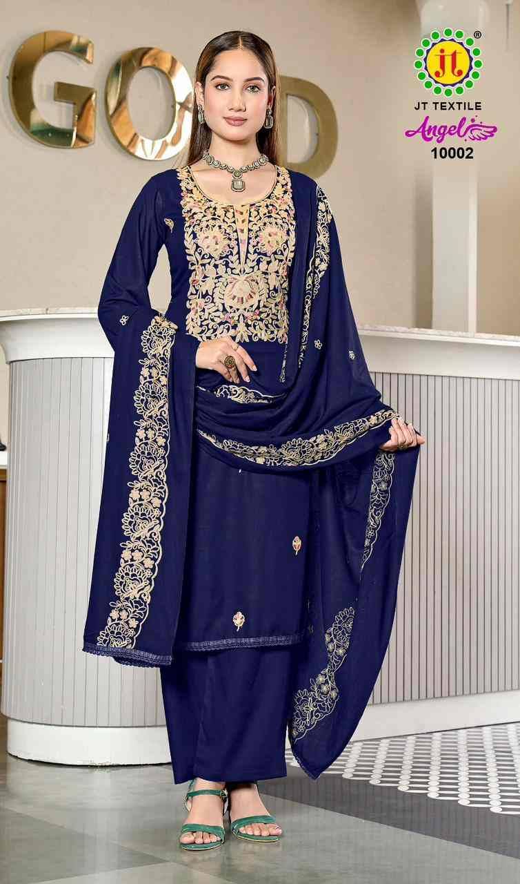 Angel Vol-10 By JT 10001 To 10005 Series Beautiful Festive Suits Colorful Stylish Fancy Casual Wear & Ethnic Wear Rayon Dresses At Wholesale Price