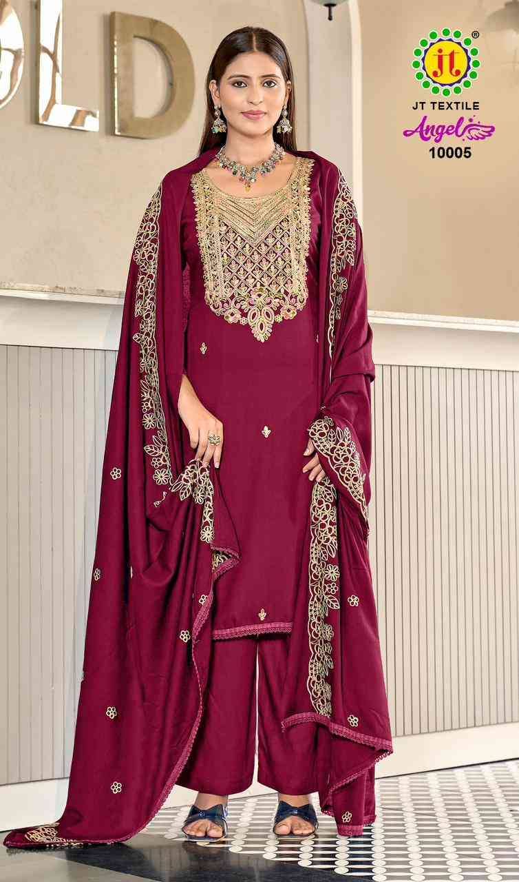 Angel Vol-10 By JT 10001 To 10005 Series Beautiful Festive Suits Colorful Stylish Fancy Casual Wear & Ethnic Wear Rayon Dresses At Wholesale Price