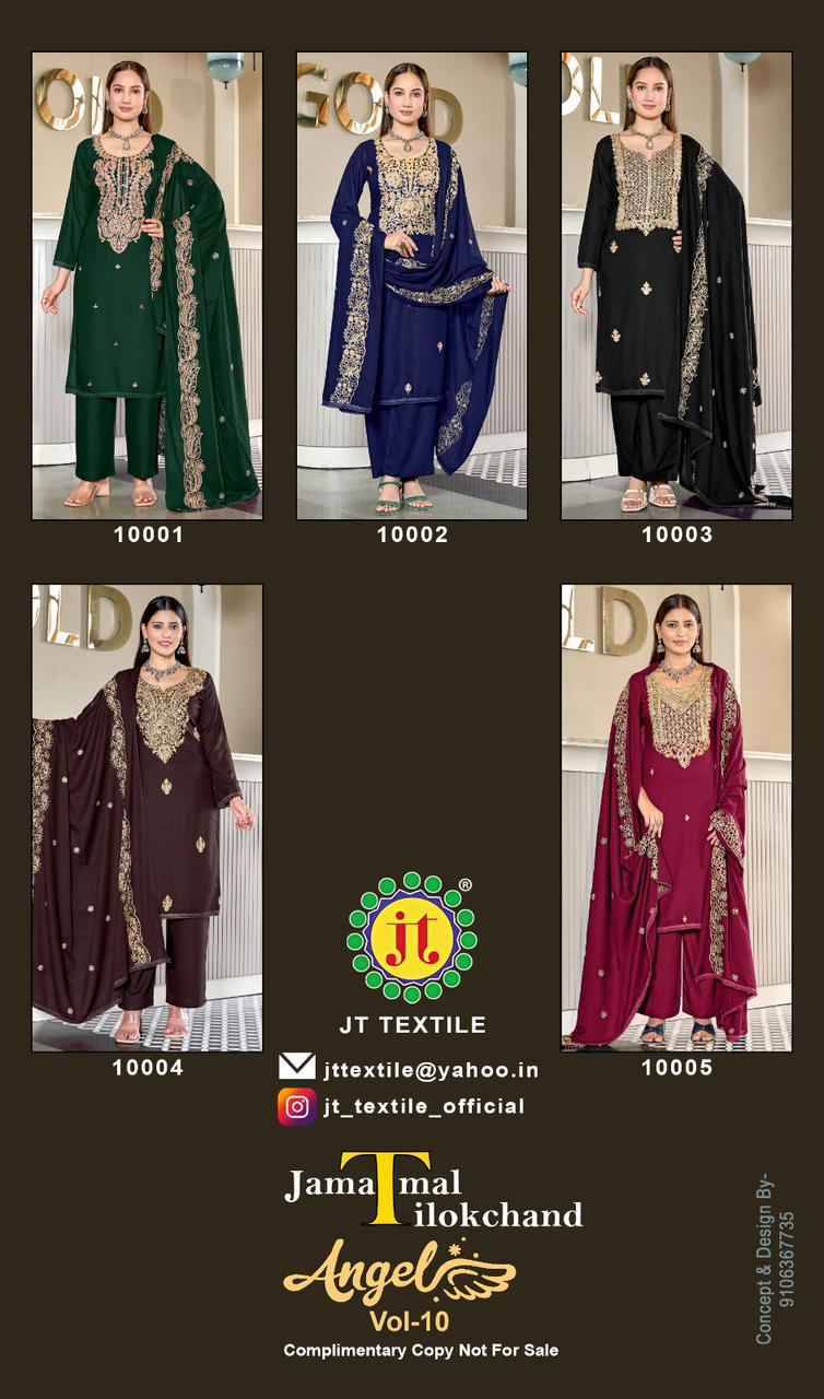 Angel Vol-10 By JT 10001 To 10005 Series Beautiful Festive Suits Colorful Stylish Fancy Casual Wear & Ethnic Wear Rayon Dresses At Wholesale Price