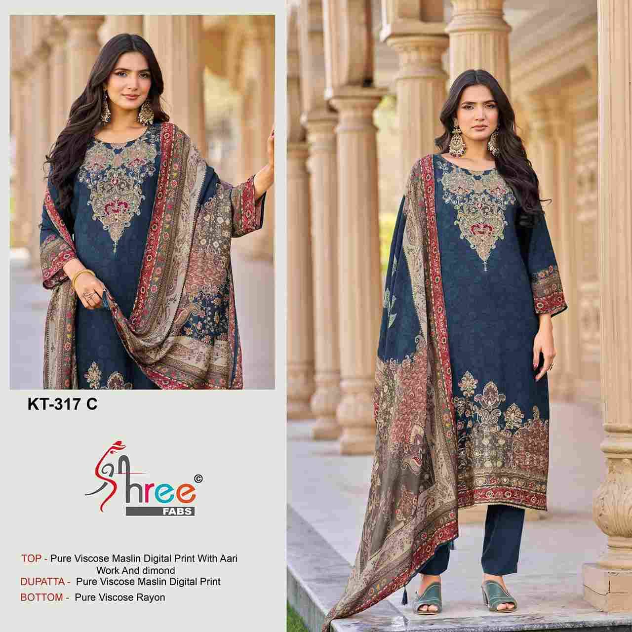 Shree Fabs Hit Design KT-317 Colours By Shree Fabs KT-317-A To KT-317-D Series Designer Pakistani Suits Beautiful Fancy Stylish Colorful Party Wear & Occasional Wear Pure Viscose Muslin Embroidery Dresses At Wholesale Price