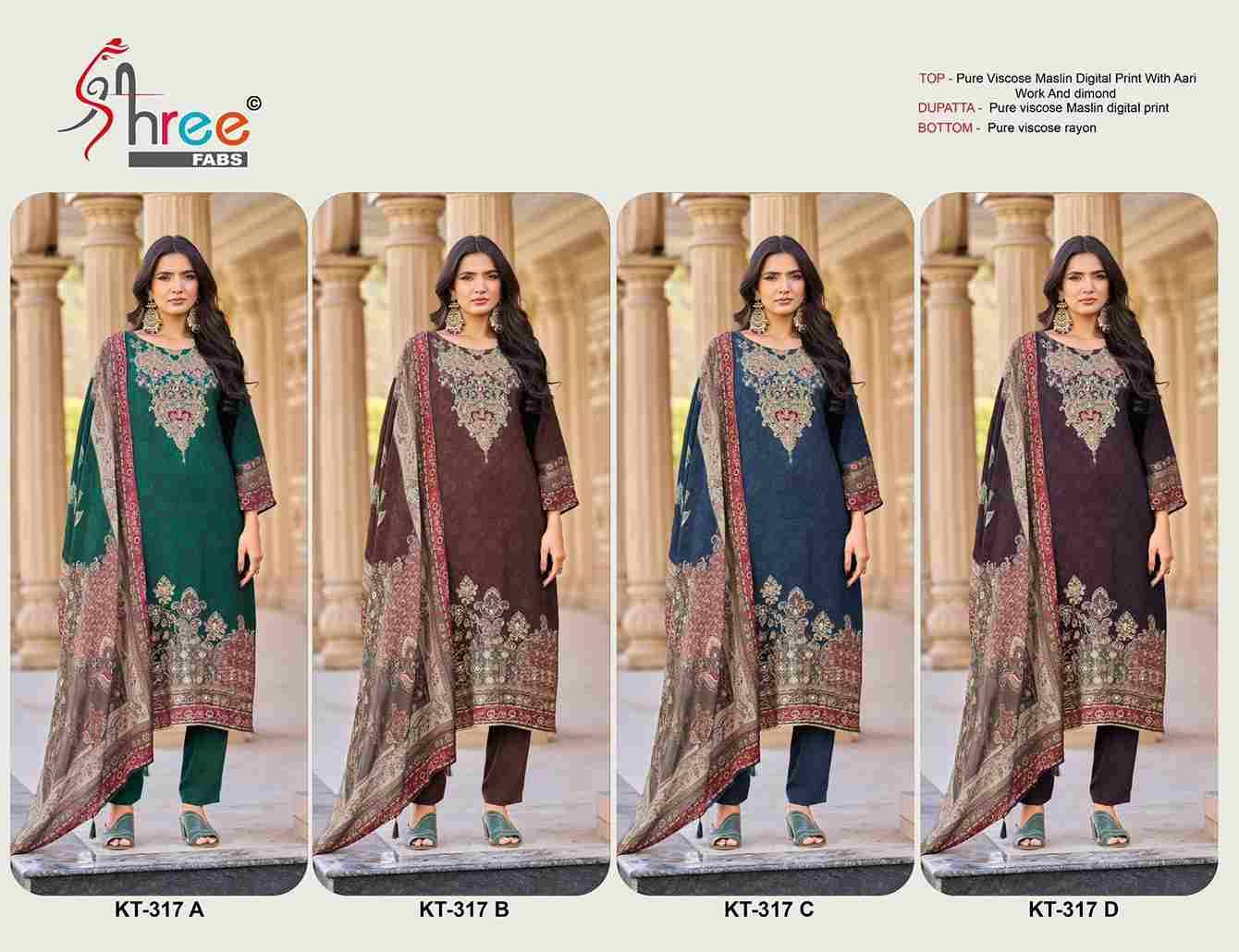Shree Fabs Hit Design KT-317 Colours By Shree Fabs KT-317-A To KT-317-D Series Designer Pakistani Suits Beautiful Fancy Stylish Colorful Party Wear & Occasional Wear Pure Viscose Muslin Embroidery Dresses At Wholesale Price