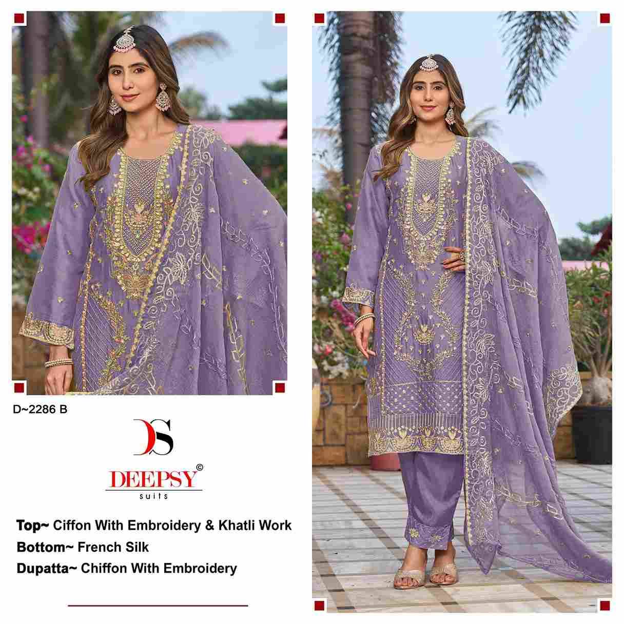 Deepsy Hit Design 2286 Colours By Deepsy Suits 2286-A To 2286-D Series Pakistani Stylish Beautiful Colourful Printed & Embroidered Party Wear & Occasional Wear Chiffon Dresses At Wholesale Price