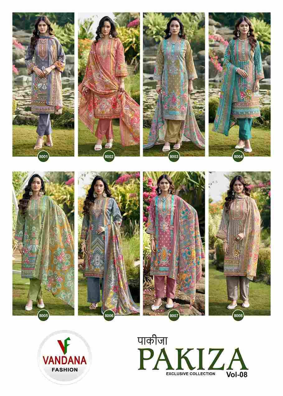 Pakiza Vol-8 By Vandana Fashion 8001 To 8008 Series Beautiful Stylish Festive Suits Fancy Colorful Casual Wear & Ethnic Wear & Ready To Wear Pure Cotton Print Dresses At Wholesale Price