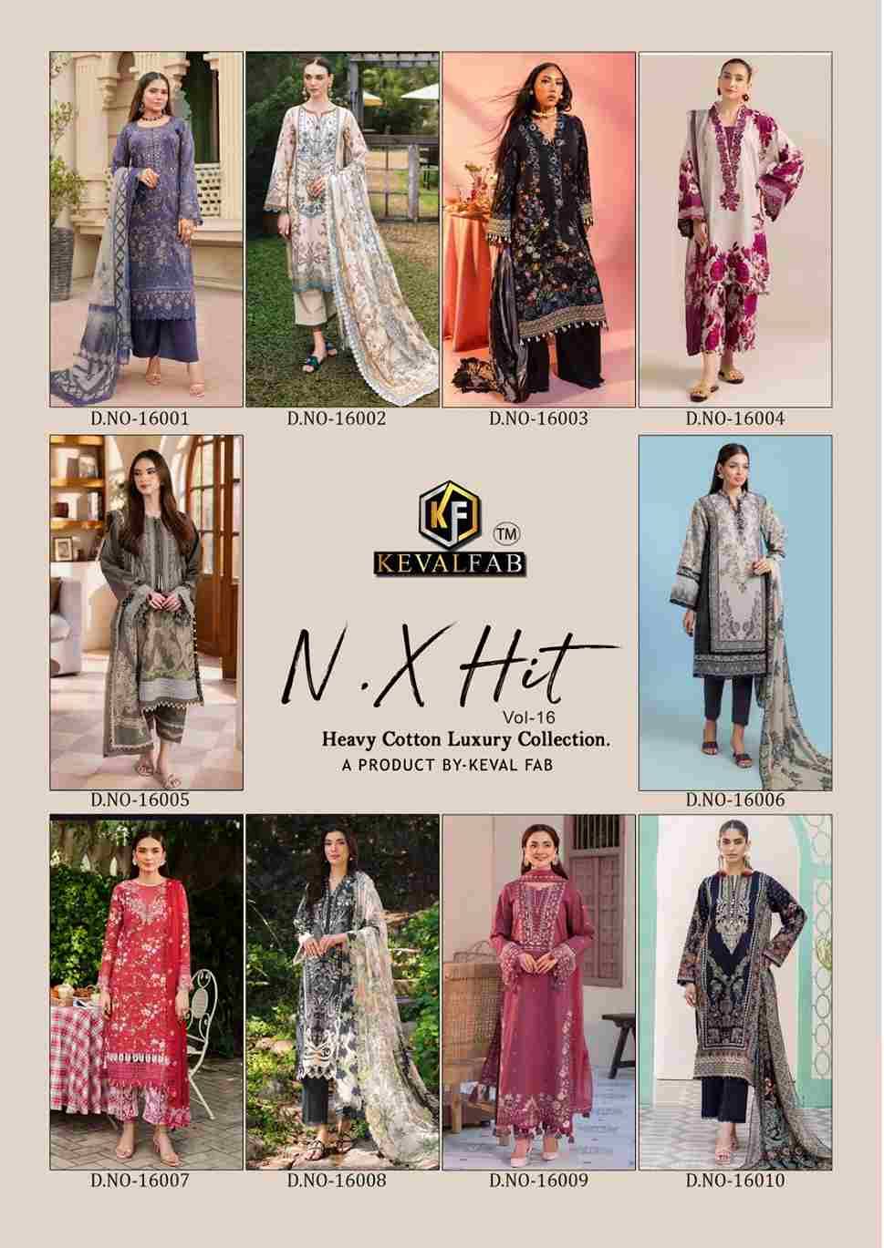 N.X Hit Vol-16 By Keval Fab 16001 To 16010 Series Beautiful Festive Suits Stylish Fancy Colorful Casual Wear & Ethnic Wear Heavy Cotton Digital Print Dresses At Wholesale Price