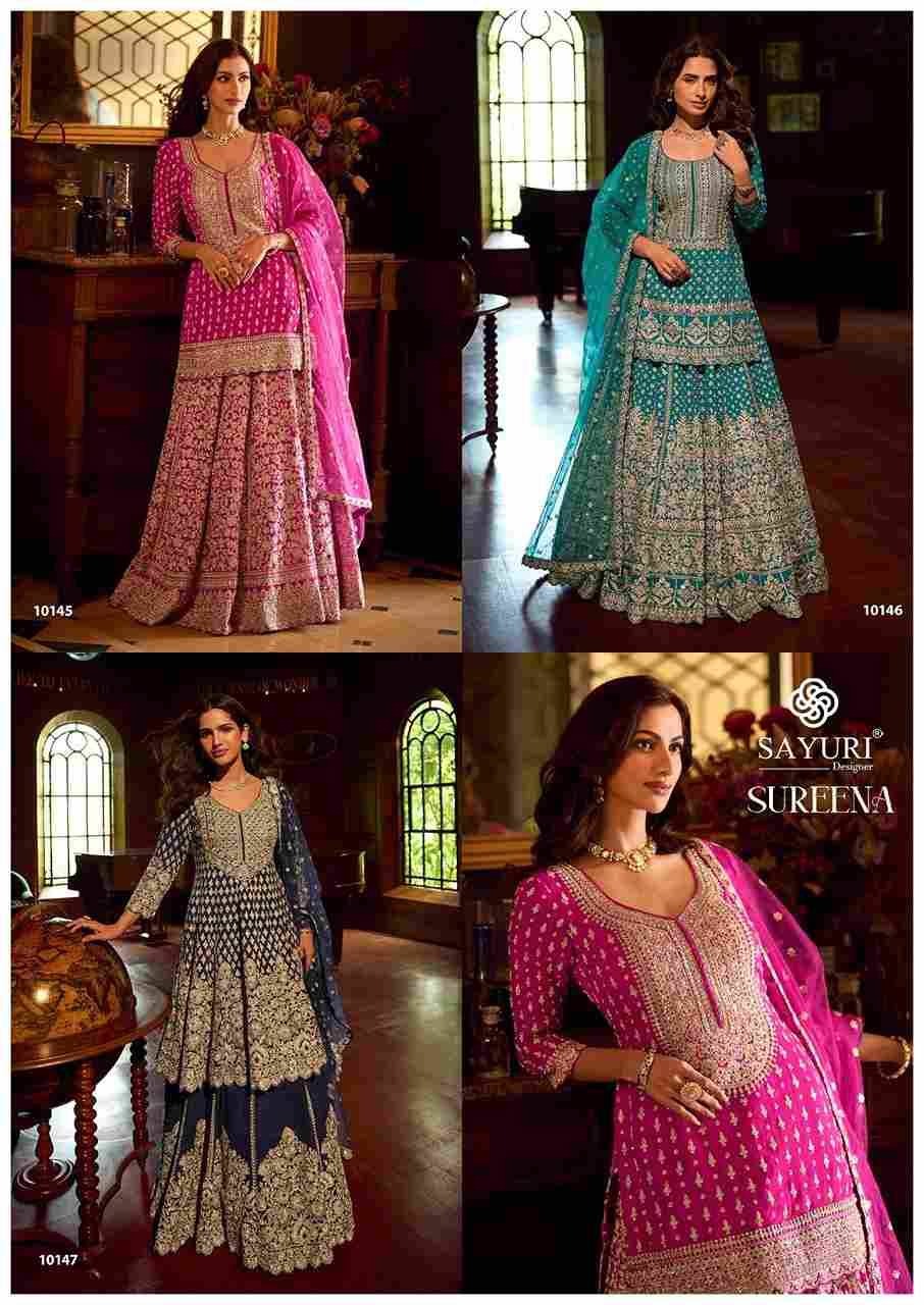 Sureena By Sayuri 10145 To 10147 Series Sharara Beautiful Stylish Festive Suits Fancy Colorful Casual Wear & Ethnic Wear & Ready To Wear Heavy Georgette Dresses At Wholesale Price