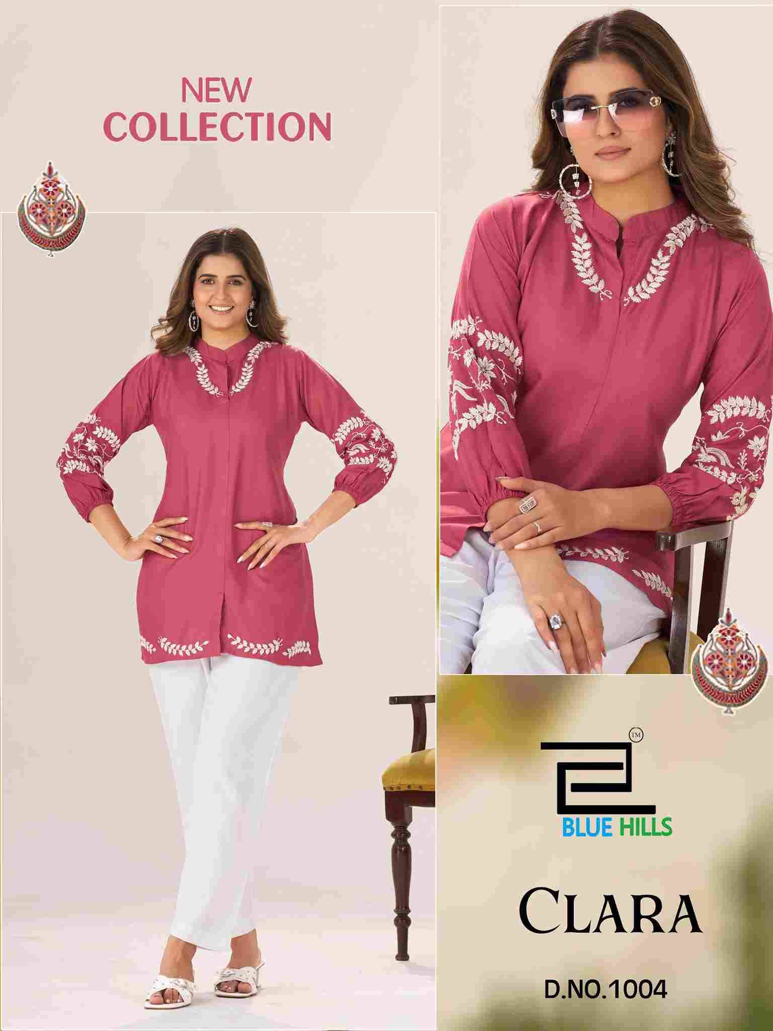 Clara By Blue Hills 1001 To 1004 Series Designer Stylish Fancy Colorful Beautiful Party Wear & Ethnic Wear Collection Rayon Tops At Wholesale Price