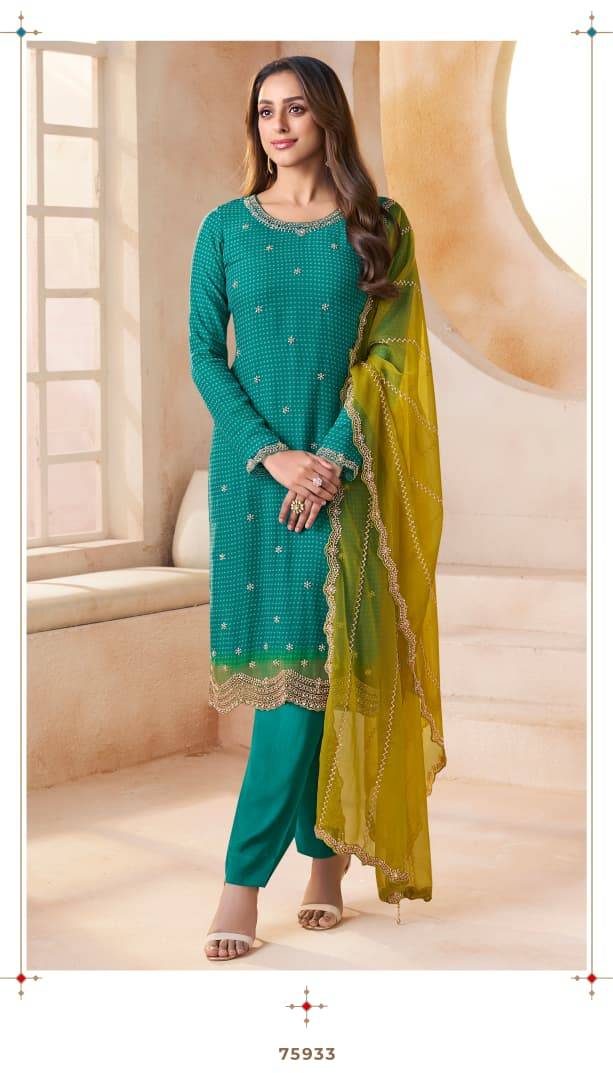 Mishka By Kuleesh 75931 To 75934 Series Designer Festive Suits Collection Beautiful Stylish Fancy Colorful Party Wear & Occasional Wear Chiffon Organza Dresses At Wholesale Price