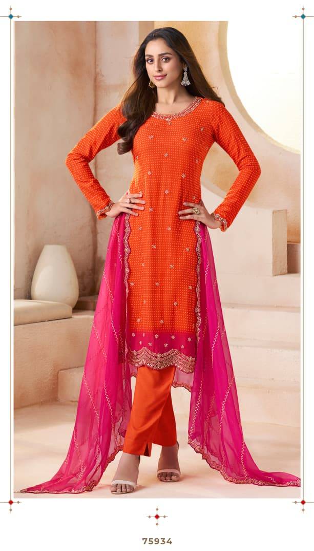 Mishka By Kuleesh 75931 To 75934 Series Designer Festive Suits Collection Beautiful Stylish Fancy Colorful Party Wear & Occasional Wear Chiffon Organza Dresses At Wholesale Price