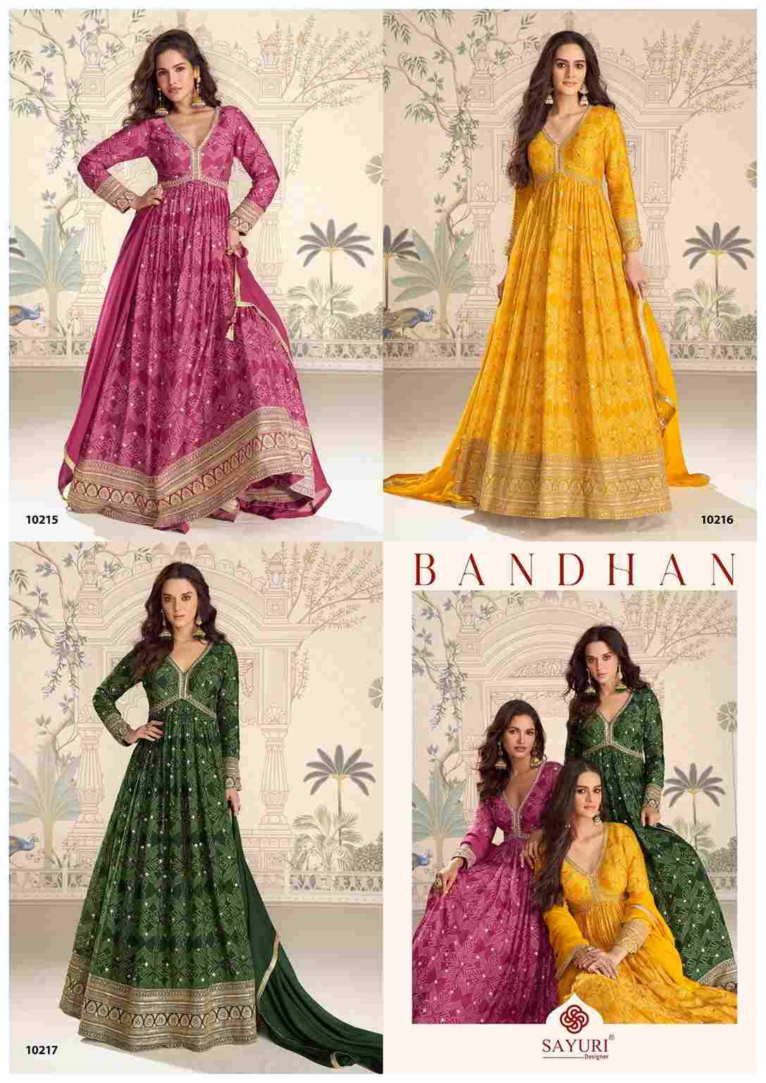 Bandhan By Sayuri 10215 To 10217 Series Designer Stylish Fancy Colorful Beautiful Party Wear & Ethnic Wear Collection Chinnon Silk Gowns With Dupatta At Wholesale Price