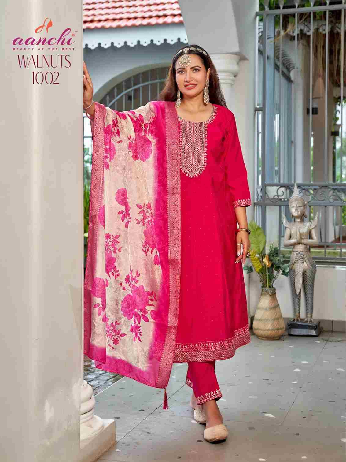 Walnuts By Aanchi 1001 To 1004 Series Beautiful Stylish Festive Suits Fancy Colorful Casual Wear & Ethnic Wear & Ready To Wear Roman Silk Dresses At Wholesale Price