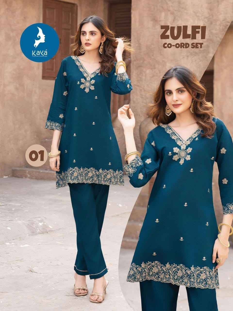 Zulfi By Kaya 01 To 06 Series Designer Stylish Fancy Colorful Beautiful Party Wear & Ethnic Wear Collection Vertican Co-Ord At Wholesale Price