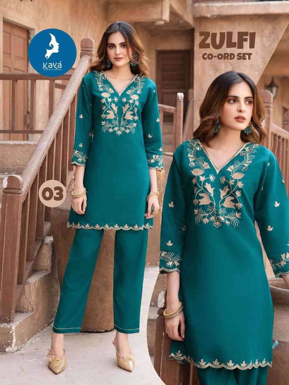 Zulfi By Kaya 01 To 06 Series Designer Stylish Fancy Colorful Beautiful Party Wear & Ethnic Wear Collection Vertican Co-Ord At Wholesale Price