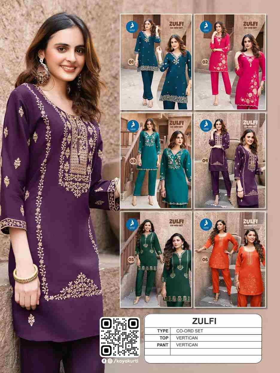 Zulfi By Kaya 01 To 06 Series Designer Stylish Fancy Colorful Beautiful Party Wear & Ethnic Wear Collection Vertican Co-Ord At Wholesale Price