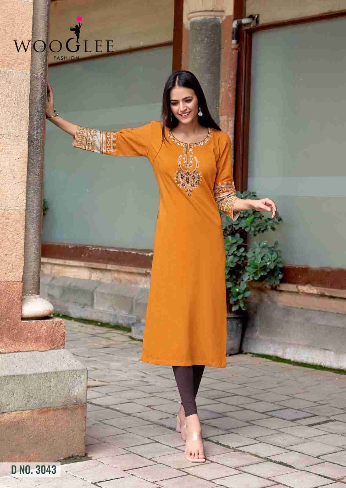 Salonee Vol-9 By Wooglee 3042 To 3047 Series Designer Stylish Fancy Colorful Beautiful Party Wear & Ethnic Wear Collection Rayon With Work Kurtis At Wholesale Price