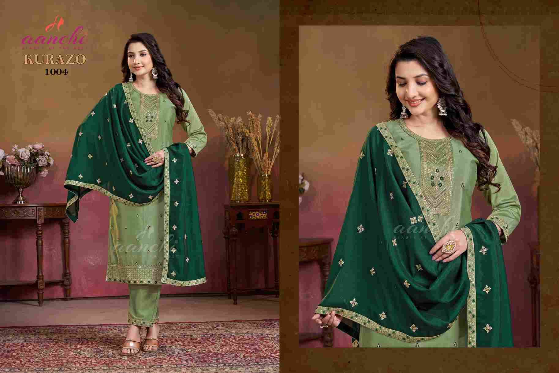 Kurazo By Aanchi 1001 To 1004 Series Beautiful Stylish Festive Suits Fancy Colorful Casual Wear & Ethnic Wear & Ready To Wear Roman Silk Dresses At Wholesale Price