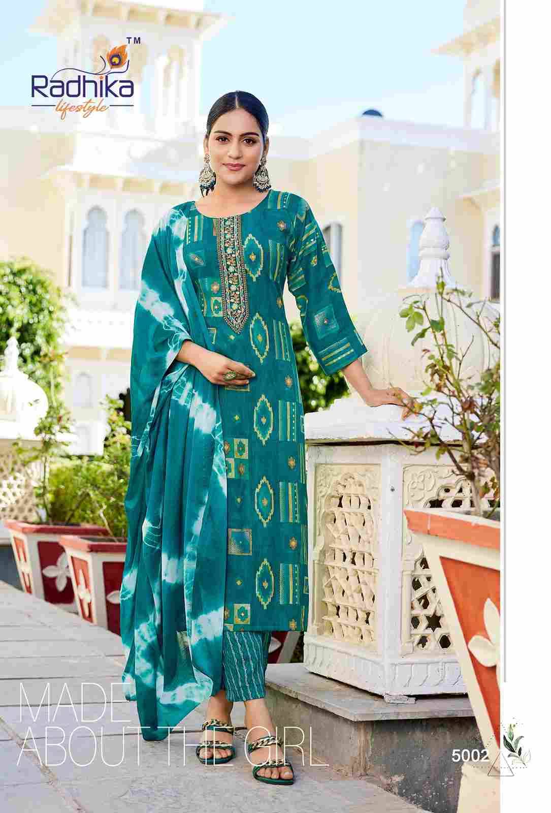 Siri Vol-5 By Radhika Lifestyle 5001 To 5008 Series Beautiful Festive Suits Colorful Stylish Fancy Casual Wear & Ethnic Wear Rayon Print With Work Dresses At Wholesale Price