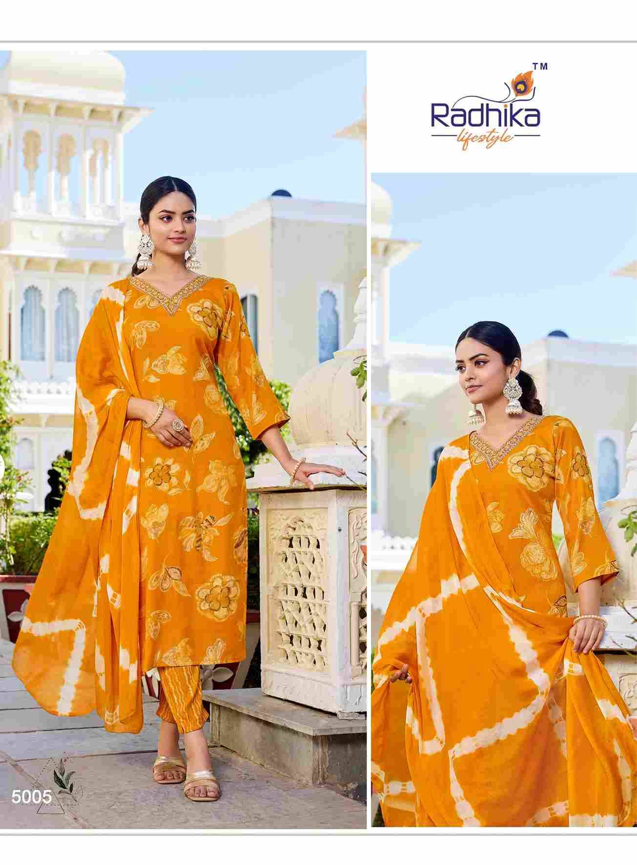 Siri Vol-5 By Radhika Lifestyle 5001 To 5008 Series Beautiful Festive Suits Colorful Stylish Fancy Casual Wear & Ethnic Wear Rayon Print With Work Dresses At Wholesale Price