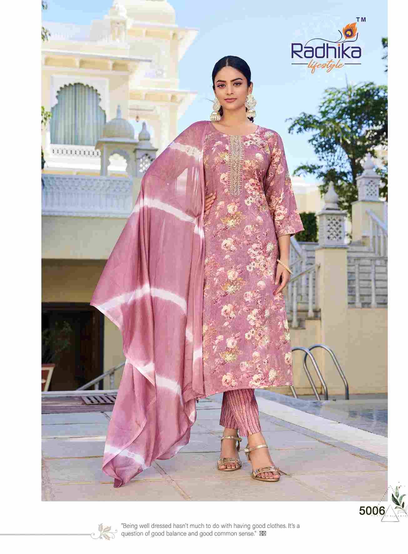 Siri Vol-5 By Radhika Lifestyle 5001 To 5008 Series Beautiful Festive Suits Colorful Stylish Fancy Casual Wear & Ethnic Wear Rayon Print With Work Dresses At Wholesale Price