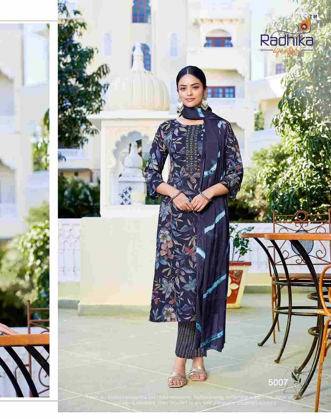 Siri Vol-5 By Radhika Lifestyle 5001 To 5008 Series Beautiful Festive Suits Colorful Stylish Fancy Casual Wear & Ethnic Wear Rayon Print With Work Dresses At Wholesale Price