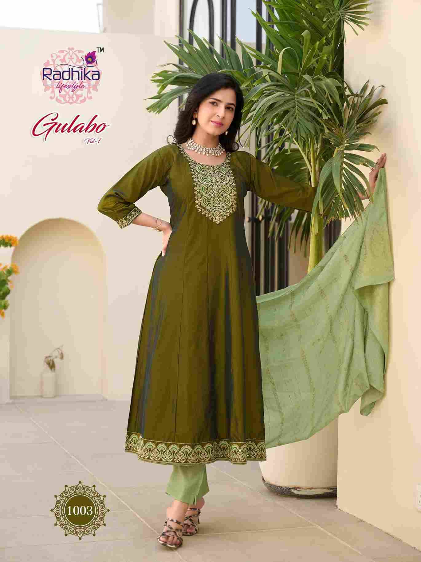 Gulabo Vol-1 By Radhika Lifestyle 1001 To 1006 Series Beautiful Stylish Festive Suits Fancy Colorful Casual Wear & Ethnic Wear & Ready To Wear Rangeela Dresses At Wholesale Price