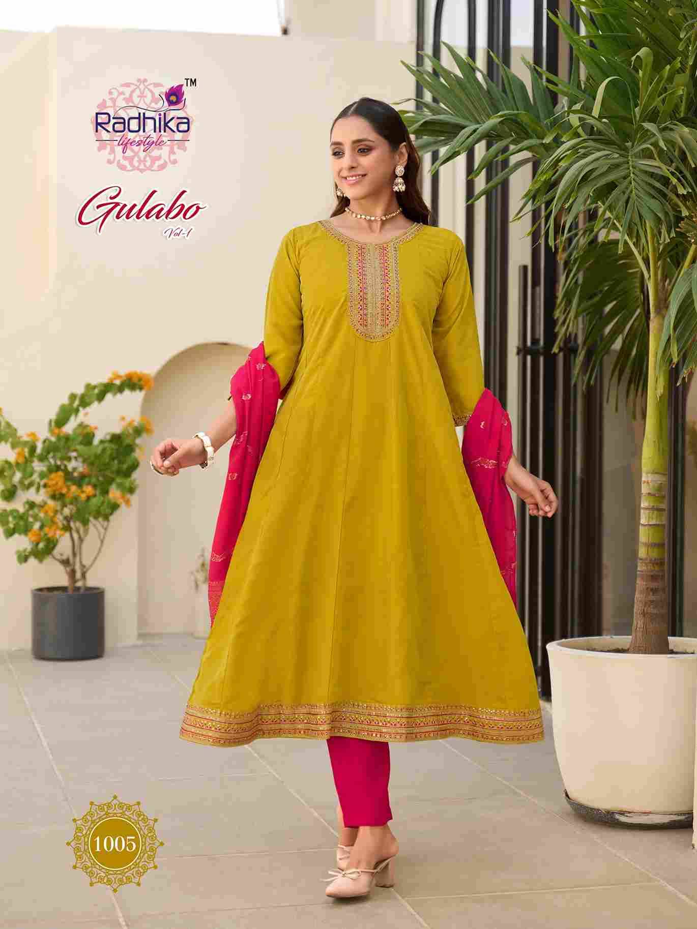Gulabo Vol-1 By Radhika Lifestyle 1001 To 1006 Series Beautiful Stylish Festive Suits Fancy Colorful Casual Wear & Ethnic Wear & Ready To Wear Rangeela Dresses At Wholesale Price