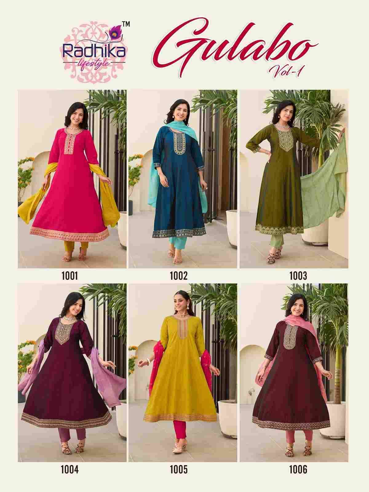 Gulabo Vol-1 By Radhika Lifestyle 1001 To 1006 Series Beautiful Stylish Festive Suits Fancy Colorful Casual Wear & Ethnic Wear & Ready To Wear Rangeela Dresses At Wholesale Price