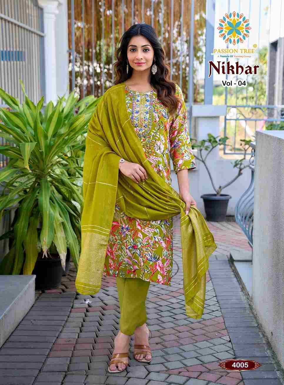 Nikhar Vol-4 By Passion Tree 4001 To 4008 Series Beautiful Stylish Festive Suits Fancy Colorful Casual Wear & Ethnic Wear & Ready To Wear Rayon Foil Dresses At Wholesale Price
